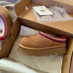 UGG Chestnut and Red Platform Slippers